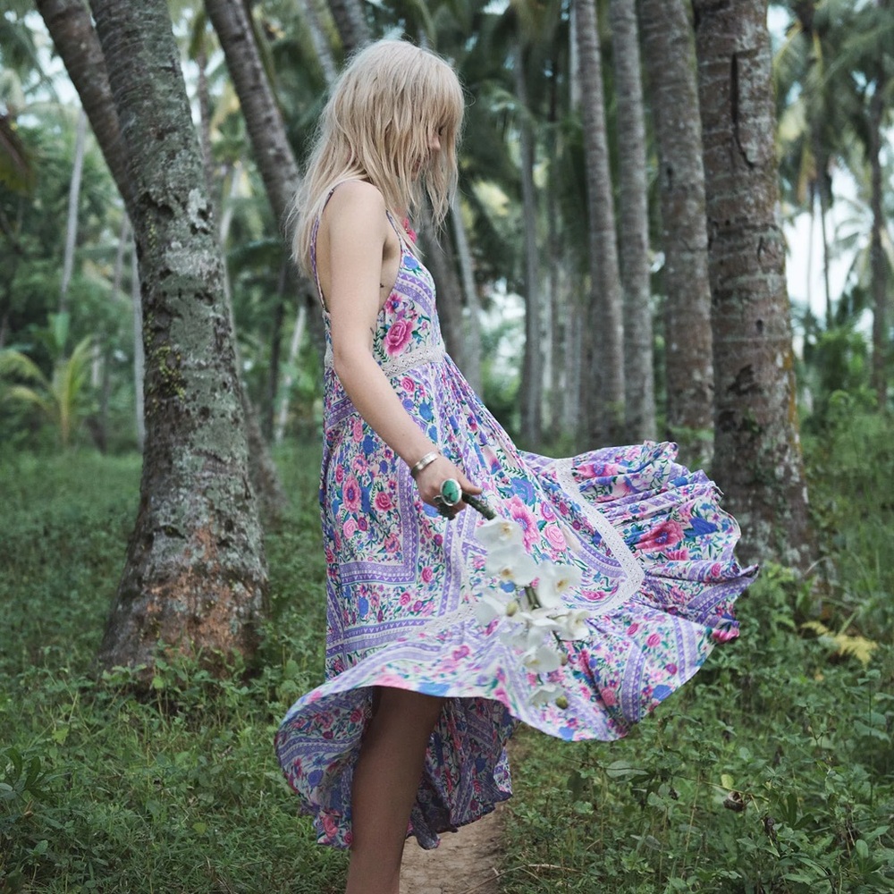 Spell babushka strappy dress - lavender